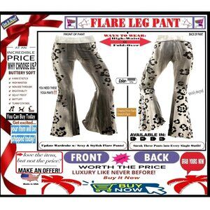 🛑 BULLY Fold Over CHEETAH ➕🆒 LEGGING PANT High Waist Flare Trouser💸BUY NOW‼️